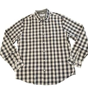 Express‎ Two Tone Grey Cotton Button Down Shirt 2016 Soft Wash Large Plaid XL